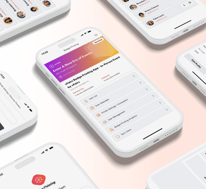 vfairs badge printing counter, badge printing app and onsite tech