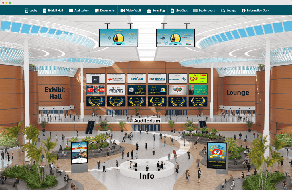 an image of the amta virtual conference lobby