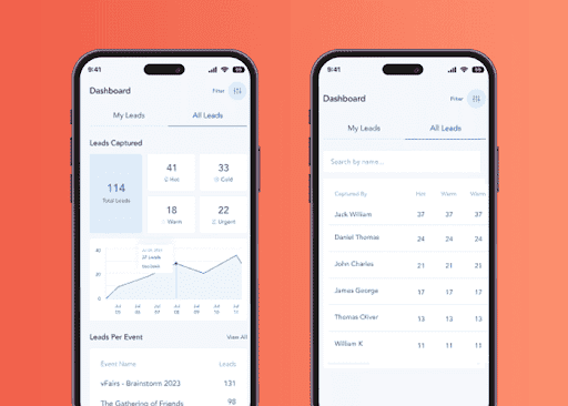 real time analytics in trade show lead capture app by vFairs